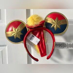 DISNEY PARKS NWT Captain Marvel Higher Further Faster Mohawk Ears Headband NEW